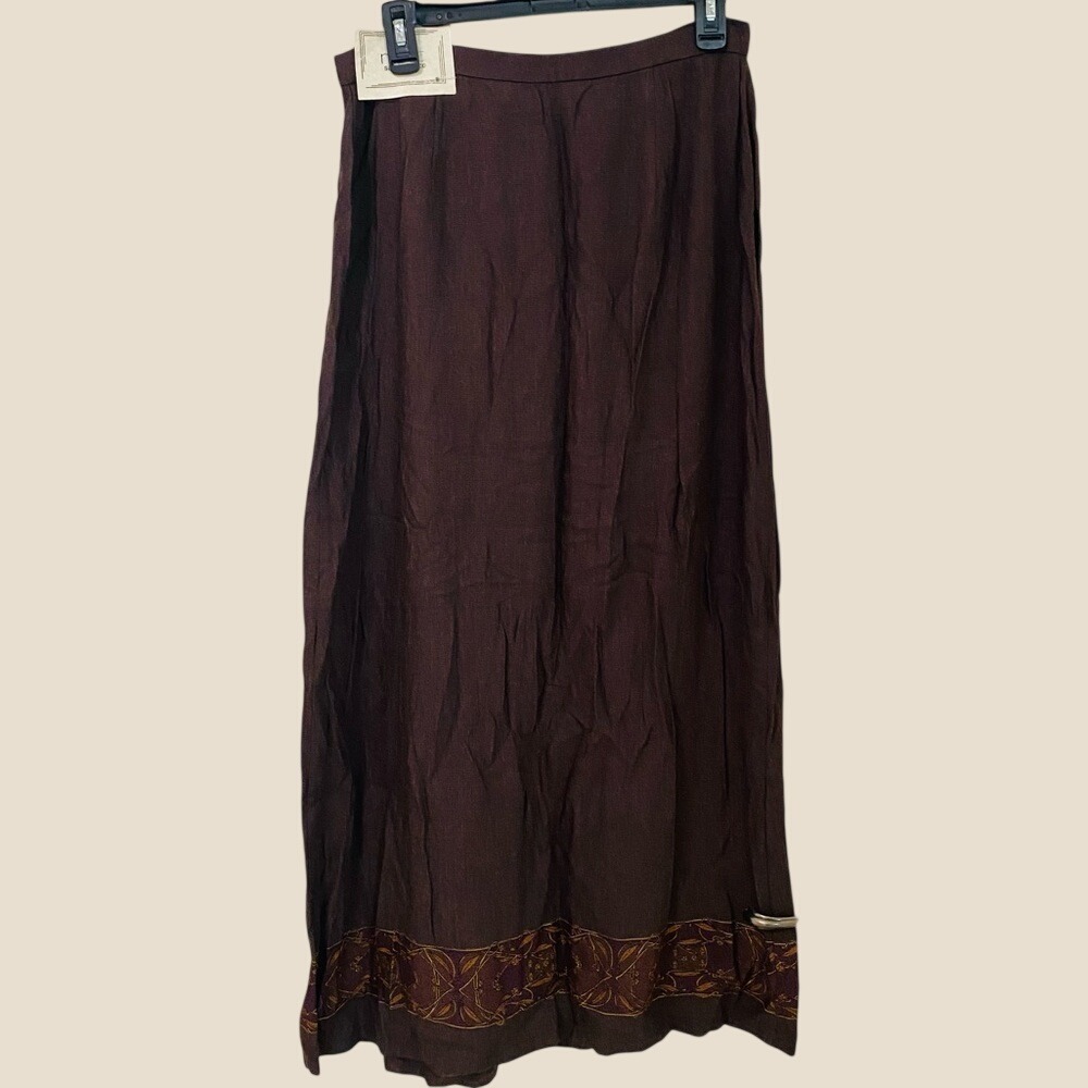 Max Studio Leon Max Vintage Womens Size L Wool Blend Made USA Maxi Skirt Brown